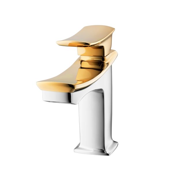 CT1221A#CG Single Lever Handle Basin Faucet(Chrome&Gold)With Push Waste, Thantara Series